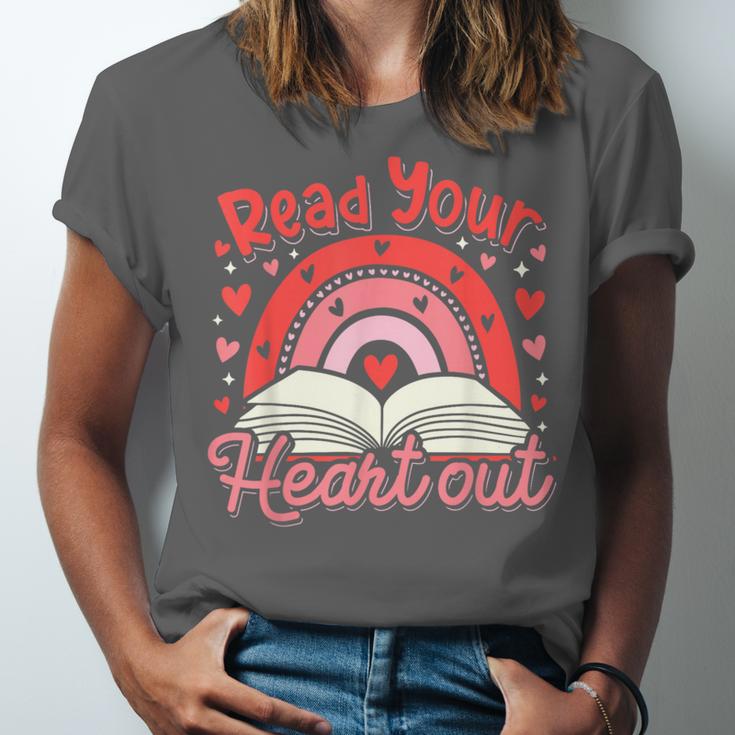 Read Your Heart Out Book Valentines Day Reading Teacher Unisex Jersey T-Shirt