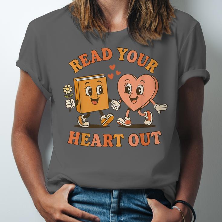 Read Your Heart Out Teacher Valentines Reading Book Love Unisex Jersey T-Shirt