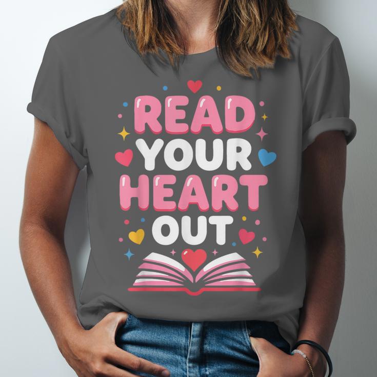 Read Your Heart Out Valentine Reading Book For Kid Teacher Unisex Jersey T-Shirt