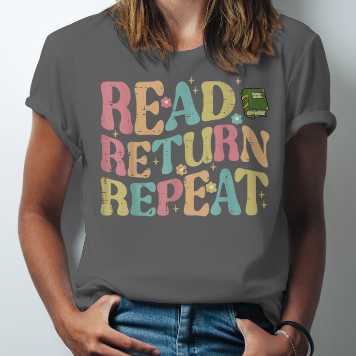Read Return Repeat Read Reading Book Librarian Men Women Unisex Jersey T-Shirt