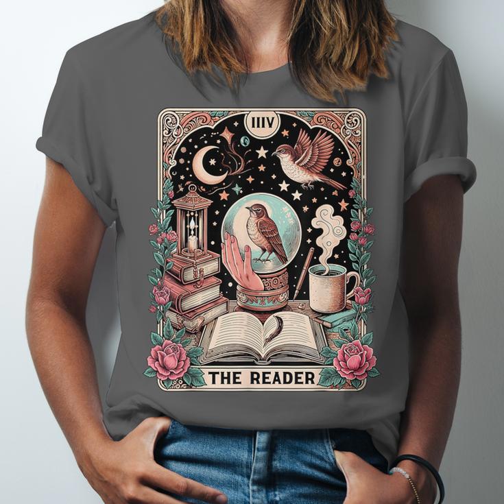 The Reader Tarot Card Shirt Bird Book Lover Bookworm Unisex Jersey T-Shirt