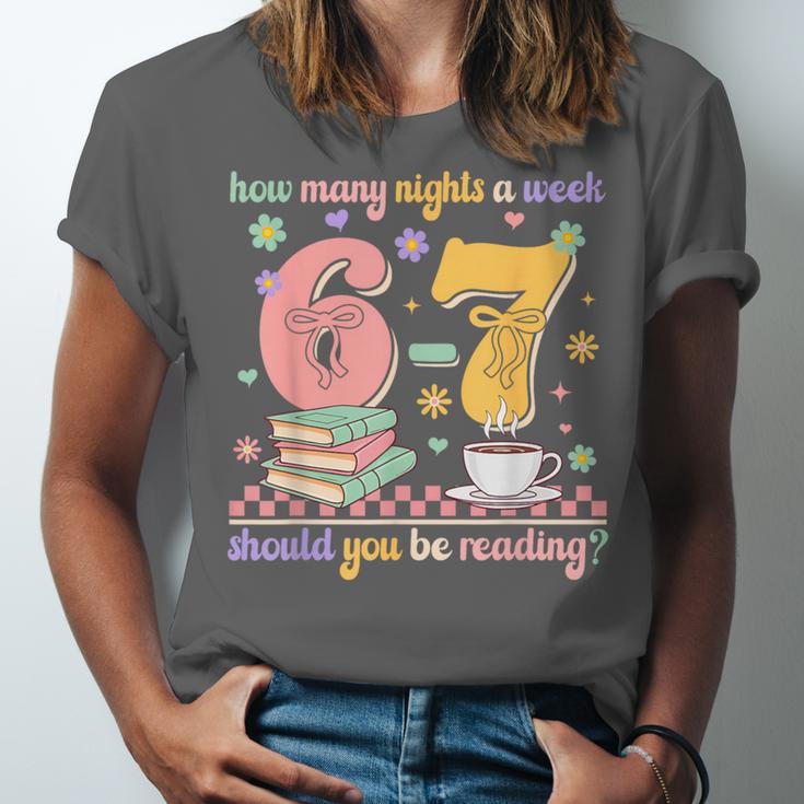 Reading 67 Teacher Six Seven Reading 6 7 Book Lover Unisex Jersey T-Shirt