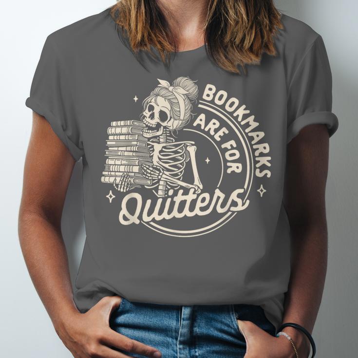 Reading Book Bookish Book Club Bookmarks Are For Quitters Unisex Jersey T-Shirt