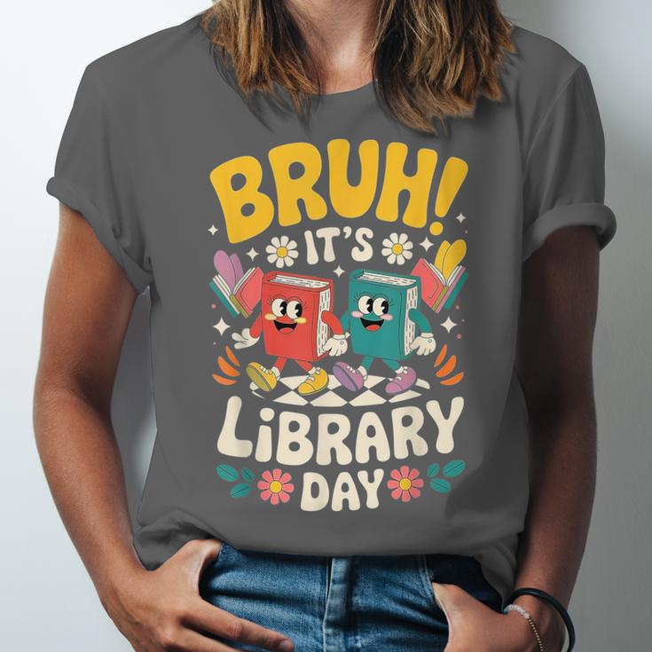 Reading Book Lover School Librarian Bruh It's Library Day Unisex Jersey T-Shirt