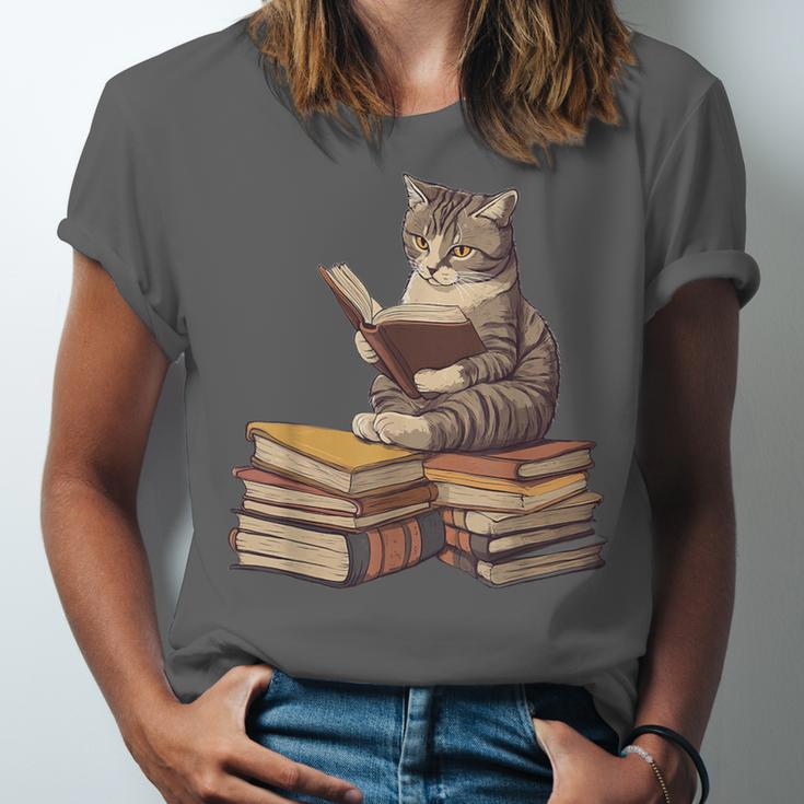 Reading Cat Book Lover Unisex Jersey T-Shirt