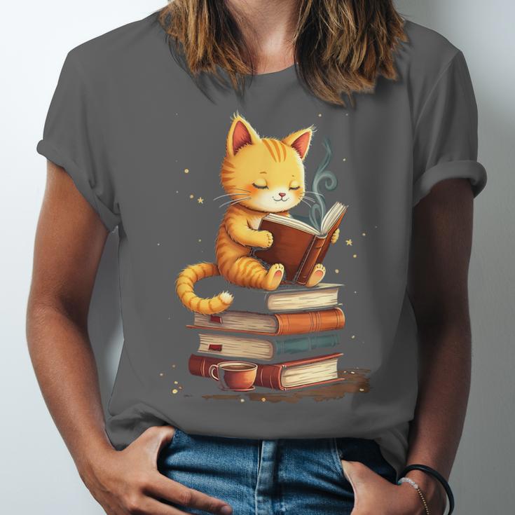 Reading Cat Books Cute Unisex Jersey T-Shirt