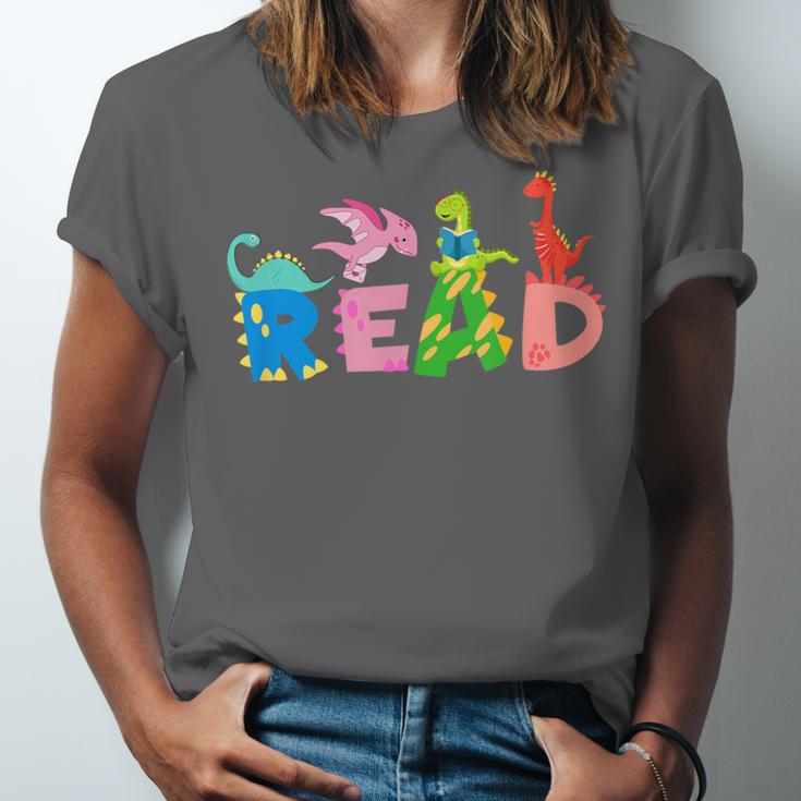Reading DinosaurRex Dino Book Lover Unisex Jersey T-Shirt