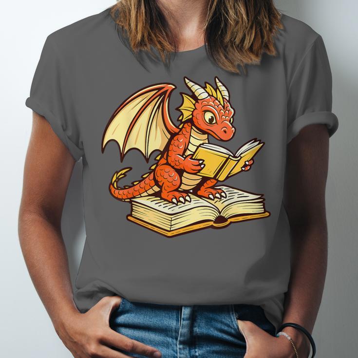 Reading Dragon Book Lover Bookworm Reader Unisex Jersey T-Shirt