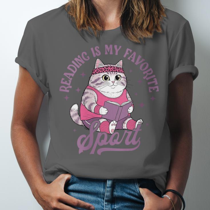 Reading Is My Favorite Sport Bookworm Cat Lover Book-Club Unisex Jersey T-Shirt