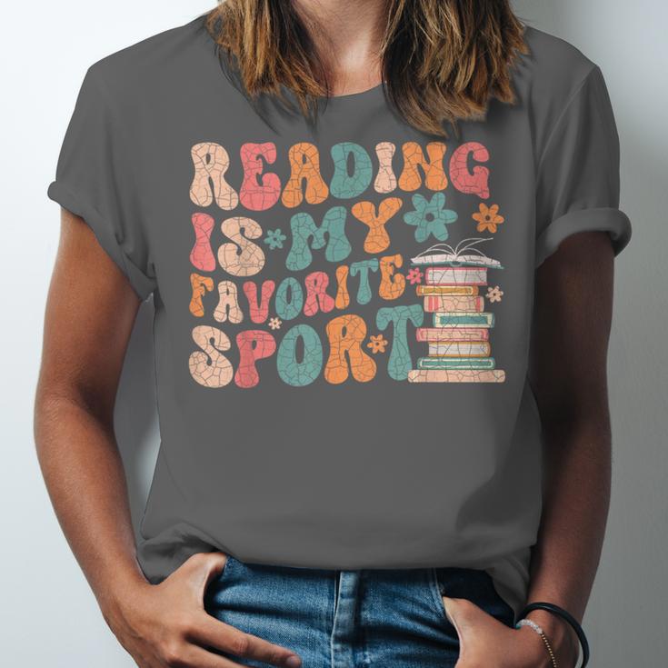 Reading Is My Favorite Sport Retro Groovy Book Lovers Unisex Jersey T-Shirt Reading Is My Favorite Sport Retro Groovy Book Lovers Unisex Jersey T-Shirt