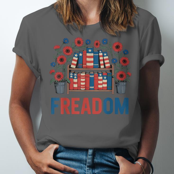 Reading Freadom Freedom Book Lover 4th Of July Men Women Unisex Jersey T-Shirt