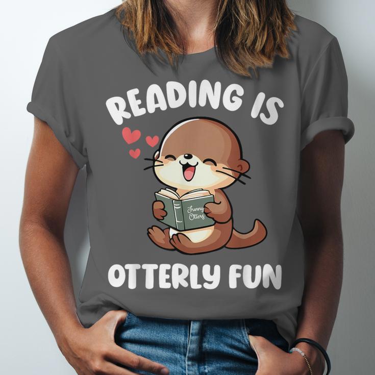 Reading Is Otterly Fun Otter Bookworm Book Lover Librarian Unisex Jersey T-Shirt