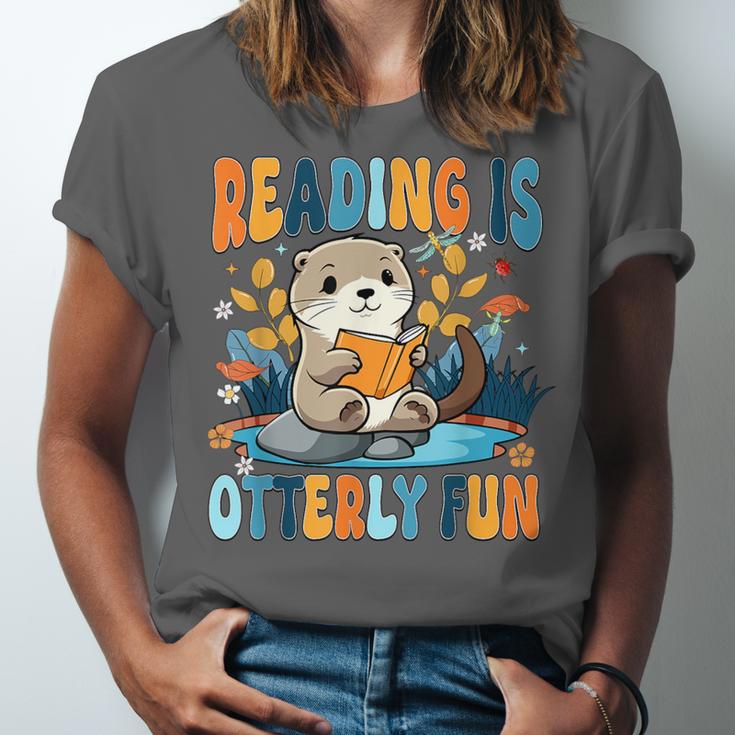 Reading Is Otterly Fun Sea Otter Book Lover Bookworm Unisex Jersey T-Shirt Reading Is Otterly Fun Sea Otter Book Lover Bookworm Unisex Jersey T-Shirt