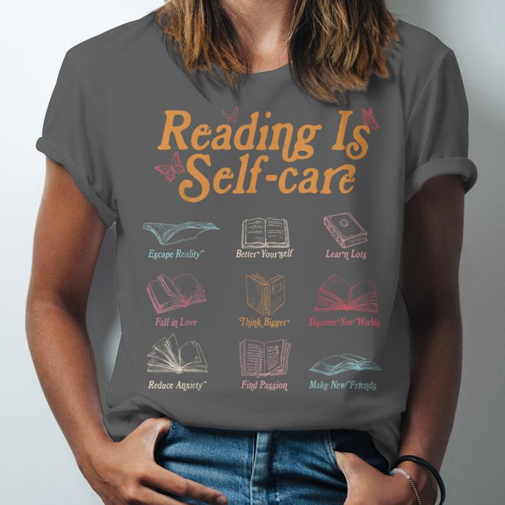 Reading Is Self Care Mental Health Read More Book Unisex Jersey T-Shirt
