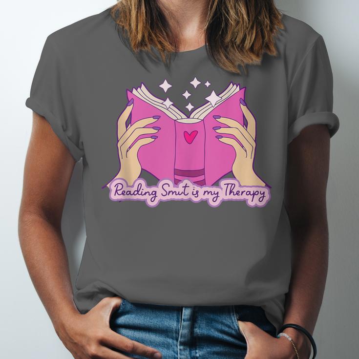 Reading Smut Is My Therapy Romance Book Reader Humor Unisex Jersey T-Shirt Reading Smut Is My Therapy Romance Book Reader Humor Unisex Jersey T-Shirt