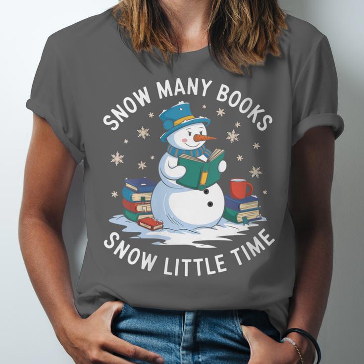 Reading Snowman So Many Books Christmas Books Readers Unisex Jersey T-Shirt