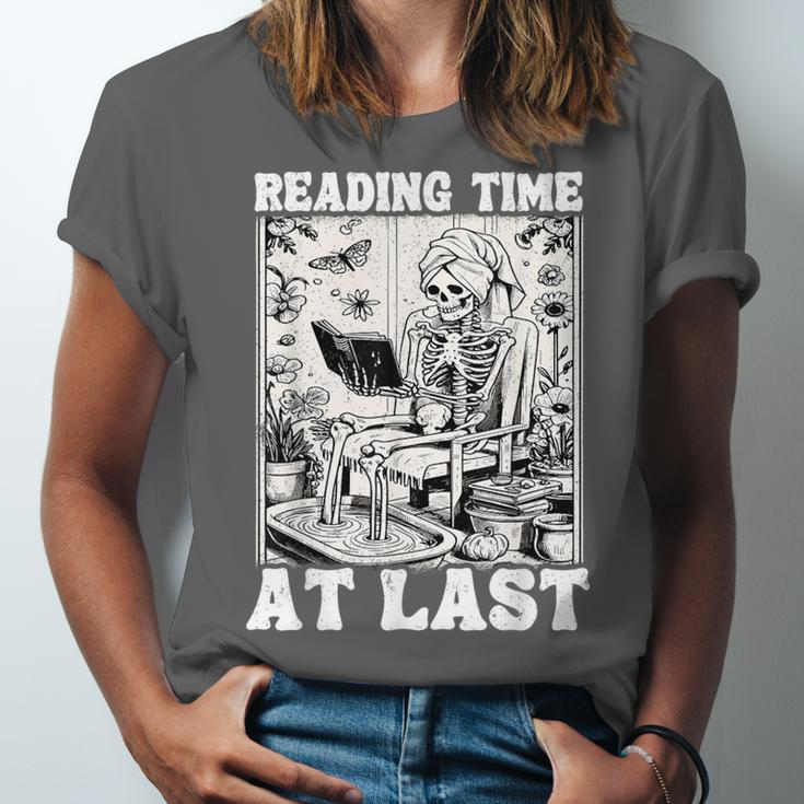 Reading Time At Last Book Lover Introvert Skeleton Reading Unisex Jersey T-Shirt Reading Time At Last Book Lover Introvert Skeleton Reading Unisex Jersey T-Shirt