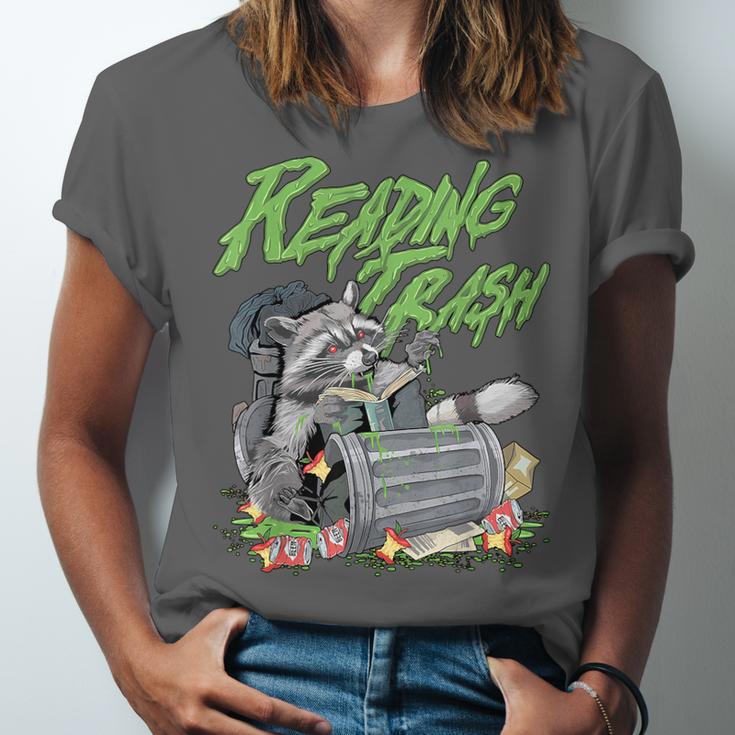 Reading Trash Racoon Bookworm Bookish Librarian Book Lover Unisex Jersey T-Shirt Reading Trash Racoon Bookworm Bookish Librarian Book Lover Unisex Jersey T-Shirt
