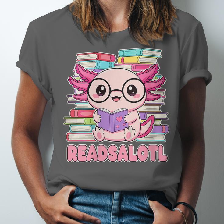 Readsalotl Axolotl Reading Book Bookworm Unisex Jersey T-Shirt Readsalotl Axolotl Reading Book Bookworm Unisex Jersey T-Shirt