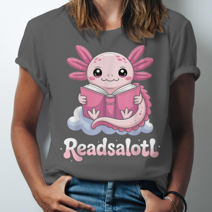 Readsalotl Axolotl Reading Cute Book Lover Bookworm Unisex Jersey T-Shirt