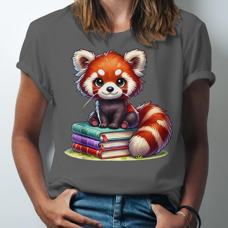 Red Panda Books Lover Reading Bookworm Unisex Jersey T-Shirt