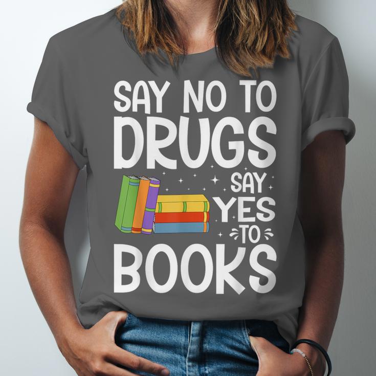 Red Ribbon Week Say No To Drugs Say Yes To Books Drug Free Unisex Jersey T-Shirt