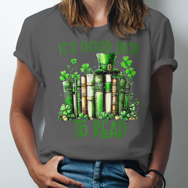 Retro Book Lucky Reading Teacher St Patrick's Day -Adults Small Cotton Blend Polyester Blend Short Sleeve Unisex Jersey T-Shirt