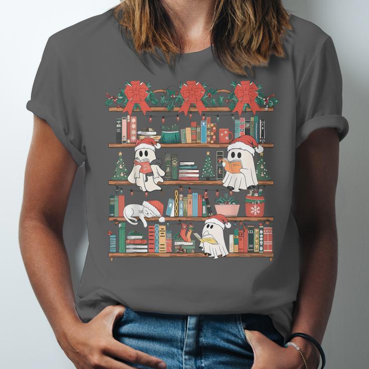 Retro Ghost Reading Book Teacher Librarian Bookish Christmas Unisex Jersey T-Shirt Retro Ghost Reading Book Teacher Librarian Bookish Christmas Unisex Jersey T-Shirt