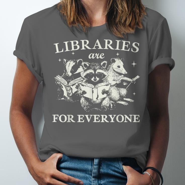 Retro Libraries Are For Everyone Racoon Reading Book Lover Unisex Jersey T-Shirt