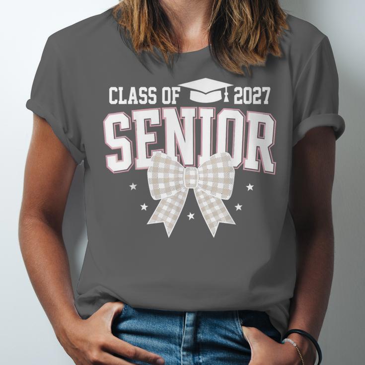 Retro Senior 2027 Girl Coquette Bow Class Of 2027 Graduation Unisex Jersey T-Shirt