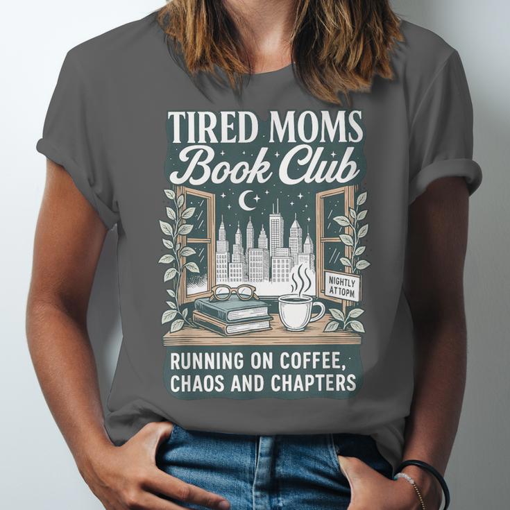 Retro Tired Moms Book Club Bookish Booktrovert Mother's Day Unisex Jersey T-Shirt