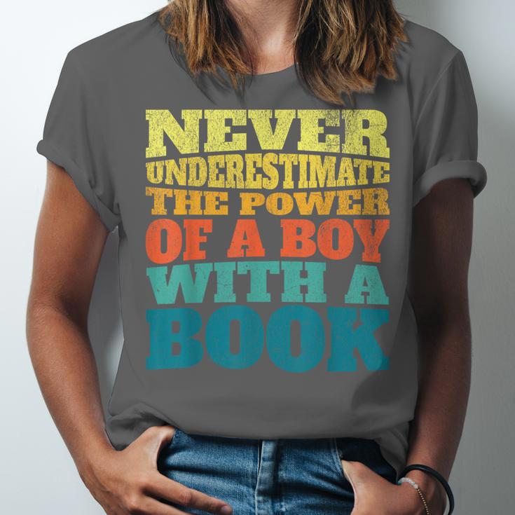 Retro Never Underestimate The Power Of a Boy With a Book Unisex Jersey T-Shirt Retro Never Underestimate The Power Of a Boy With a Book Unisex Jersey T-Shirt