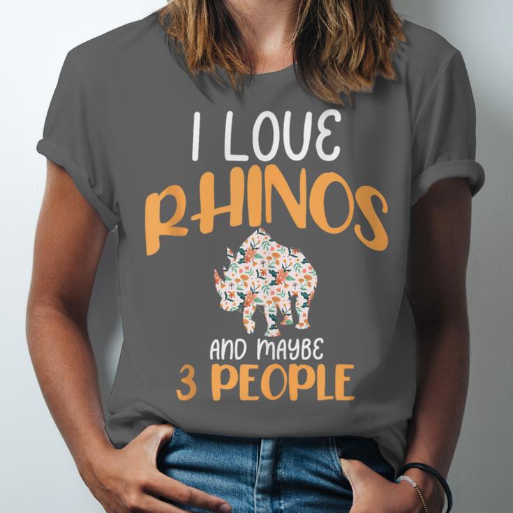 I Like Rhinos And Maybe 3 People Introvert Animal Unisex Jersey T-Shirt