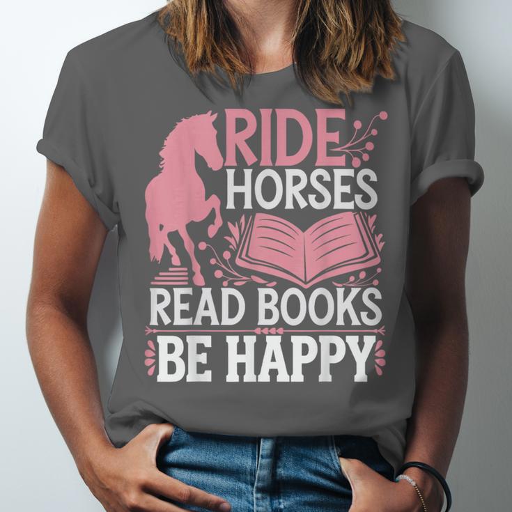 Ride Horses Read Books Be Happy Unisex Jersey T-Shirt