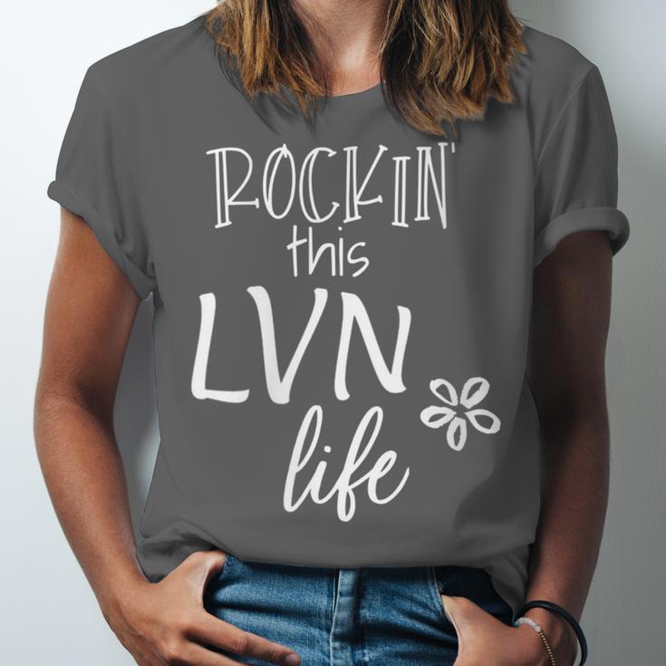 Rockin This Life Cute LVN Graphic For Nurse Graduation Unisex Jersey T-Shirt