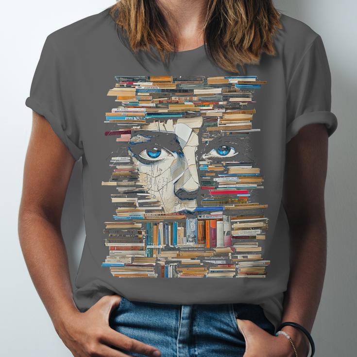 RtY Book Man Graphic Eyes Colorful Art Small Unisex Jersey T-Shirt