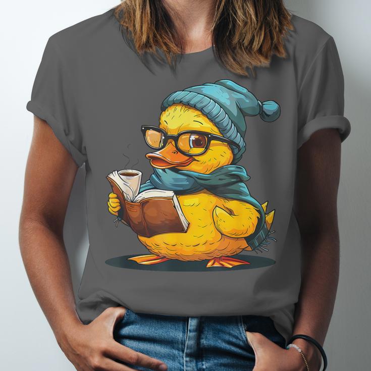 Rubber Duck Reading Book Rubber Duckie Reader Coffee Lover Unisex Jersey T-Shirt
