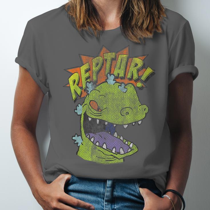 Rugrats Reptar Distressed Comic Book Style Cartoon Unisex Jersey T-Shirt