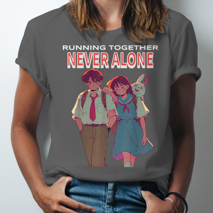 Running Together Always Connected Anime Nostalgia Message Unisex Jersey T-Shirt Running Together Always Connected Anime Nostalgia Message Unisex Jersey T-Shirt