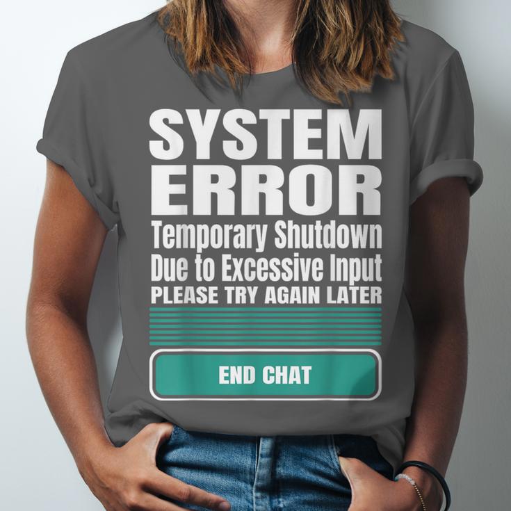Sarcastic Apparel For Antisocial Introverts System Error Unisex Jersey T-Shirt