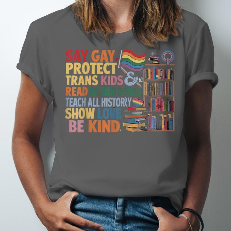 Say Gay Protect Trans Kids Read Banned Books LGBTQ Gay Pride Unisex Jersey T-Shirt Say Gay Protect Trans Kids Read Banned Books LGBTQ Gay Pride Unisex Jersey T-Shirt