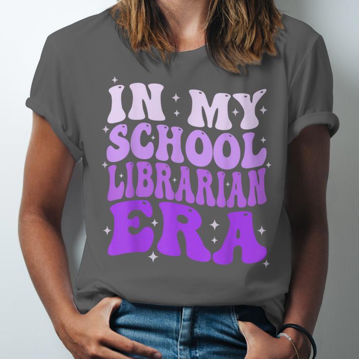 In My School Librarian Era Groovy Back To School Book Lover Unisex Jersey T-Shirt