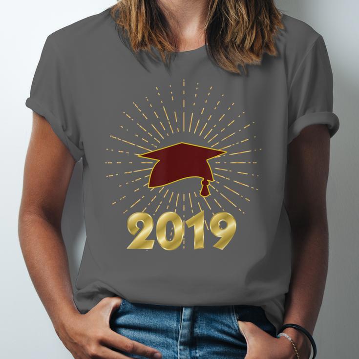 Senior 2019 Graduation Shirt Burgundy Gold Class Colors G23 Unisex Jersey T-Shirt