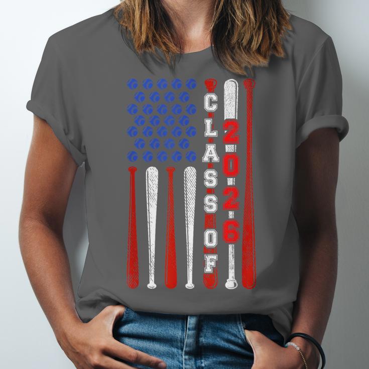 Senior 2026 Baseball American Flag Class Of 2026 Graduation Unisex Jersey T-Shirt