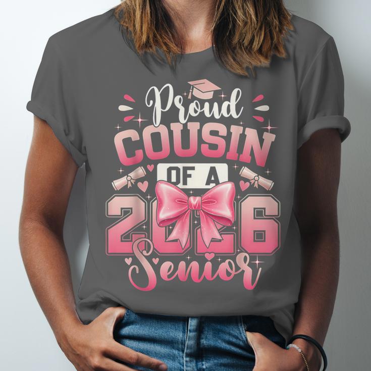 Senior 2026 Class Of 26 Coquette Pink Bow Graduation Cousin Unisex Jersey T-Shirt