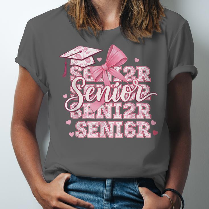 Senior 2026 Class Of 2026 Cute Coquette Pink Bow Graduation Unisex Jersey T-Shirt
