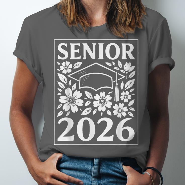 Senior 2026 Floral Flowers Class Of 2026 Graduation Kids Unisex Jersey T-Shirt