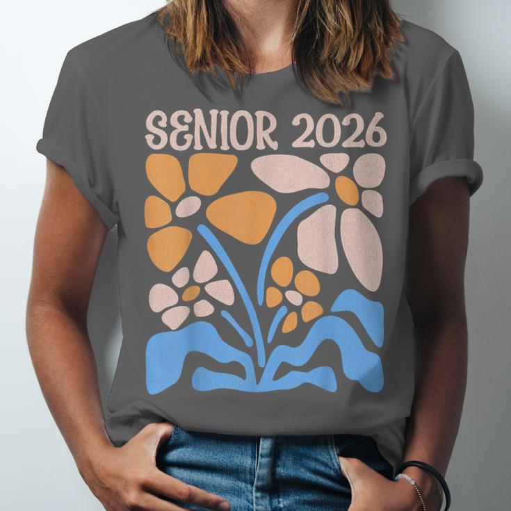Senior 2026 Retro Groovy Flowers Graduation Unisex Jersey T-Shirt