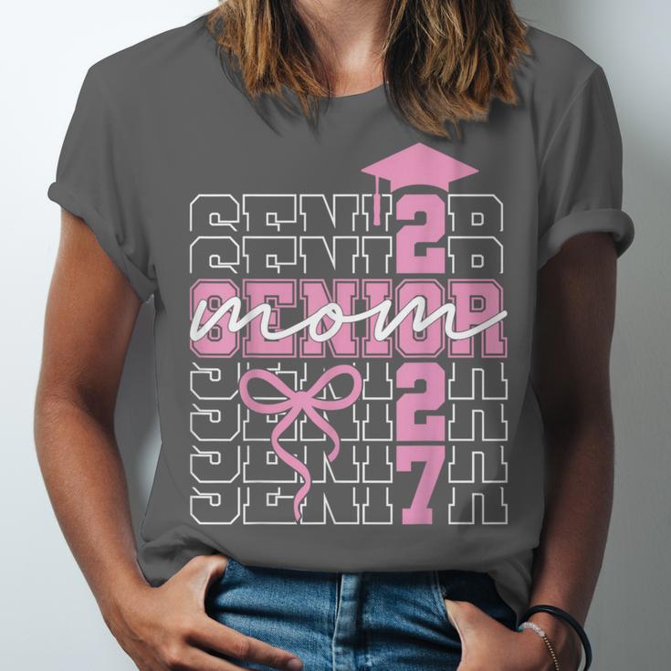 Senior Mom 2027 Class Of 2027 Coquette Bow Graduation 2027 Unisex Jersey T-Shirt
