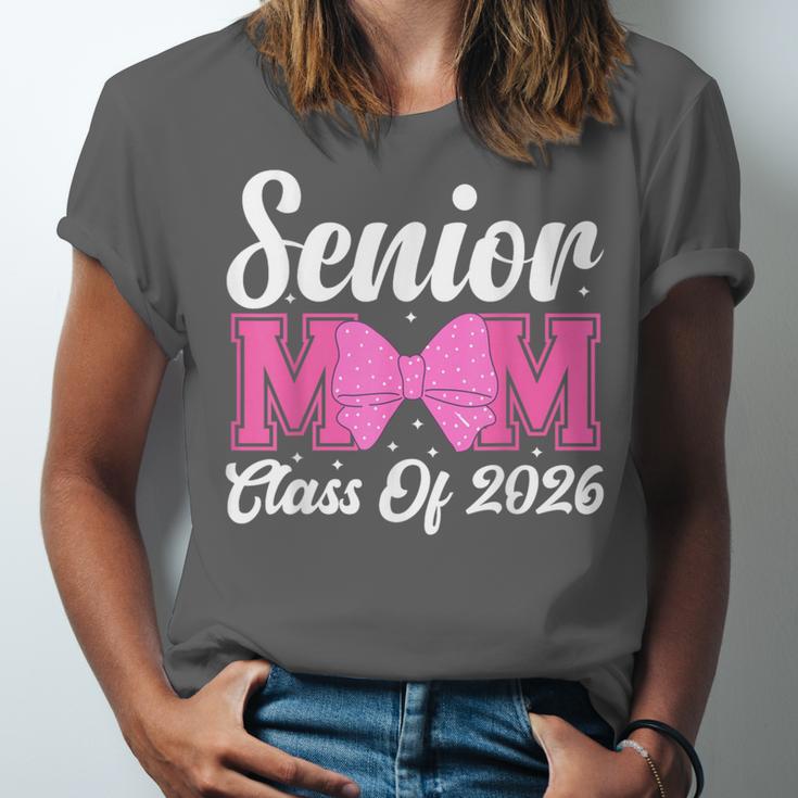 Senior Mom Class Of 2026 Pink Coquette Bow Graduation Unisex Jersey T-Shirt